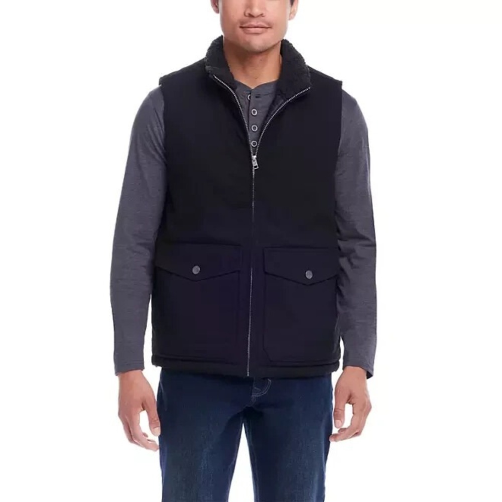 WP Weatherproof Mens Workwear Vest Black Quilted Sherpa Collar Small